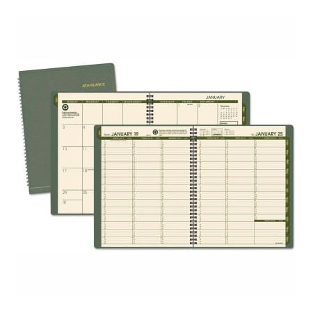 At-A-Glance AT-A-GLANCE Recycled Weekly/Monthly Classic Appointment Book, 11 x 8.25, Green, 2022 70950G60